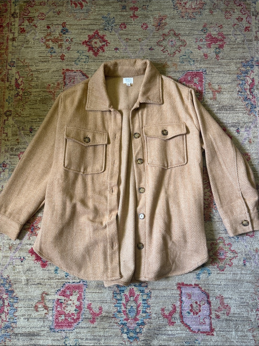 Time and Tru Tan Herringbone Shirt Jacket